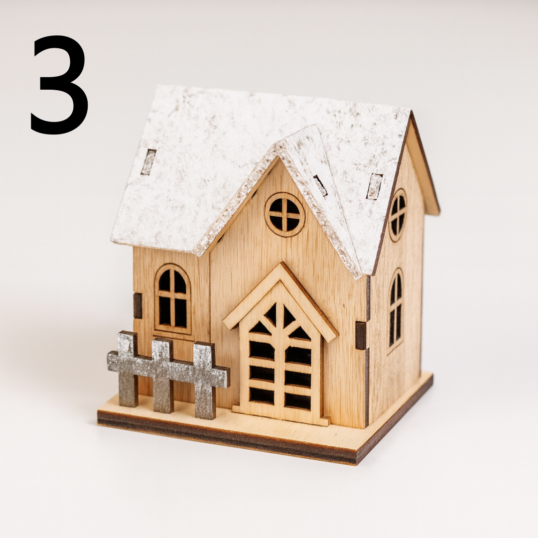 Wooden Christmas house decoration with LED