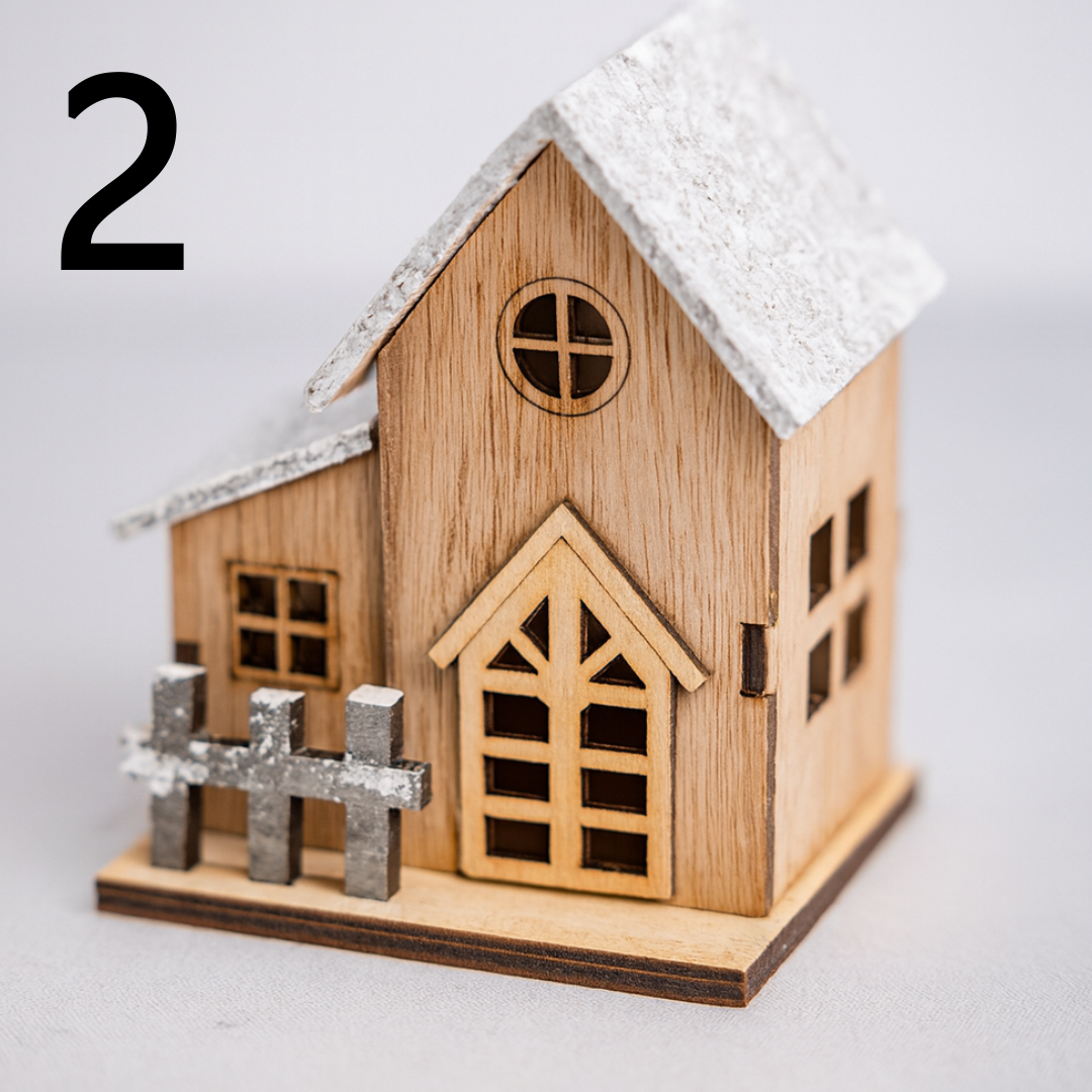 Wooden Christmas house decoration with LED