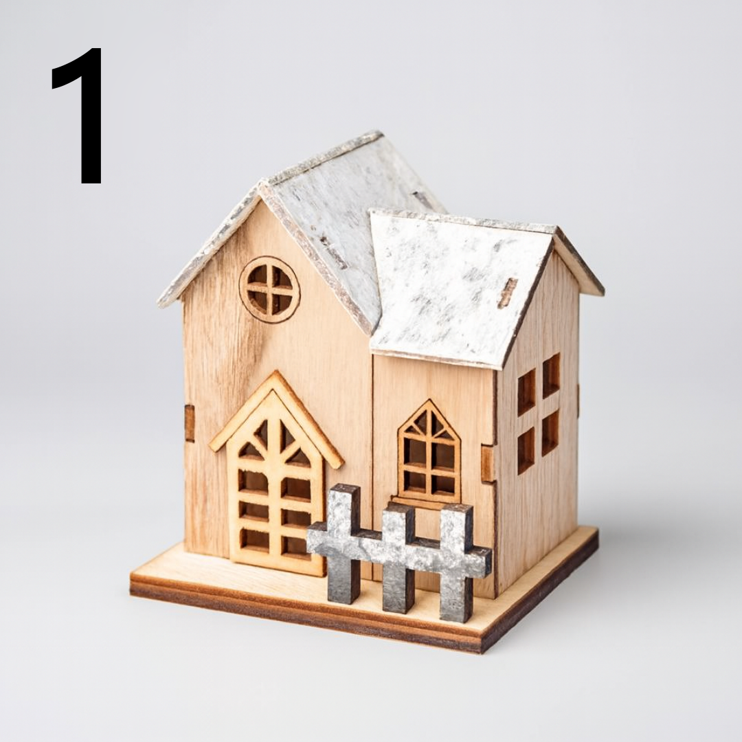 Wooden Christmas house decoration with LED