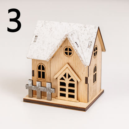 Wooden Christmas house decoration with LED