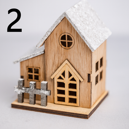 Wooden Christmas house decoration with LED